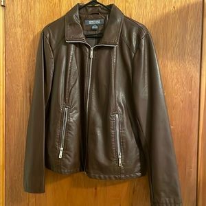 Kenneth Cole Reaction brown faux leather jacket